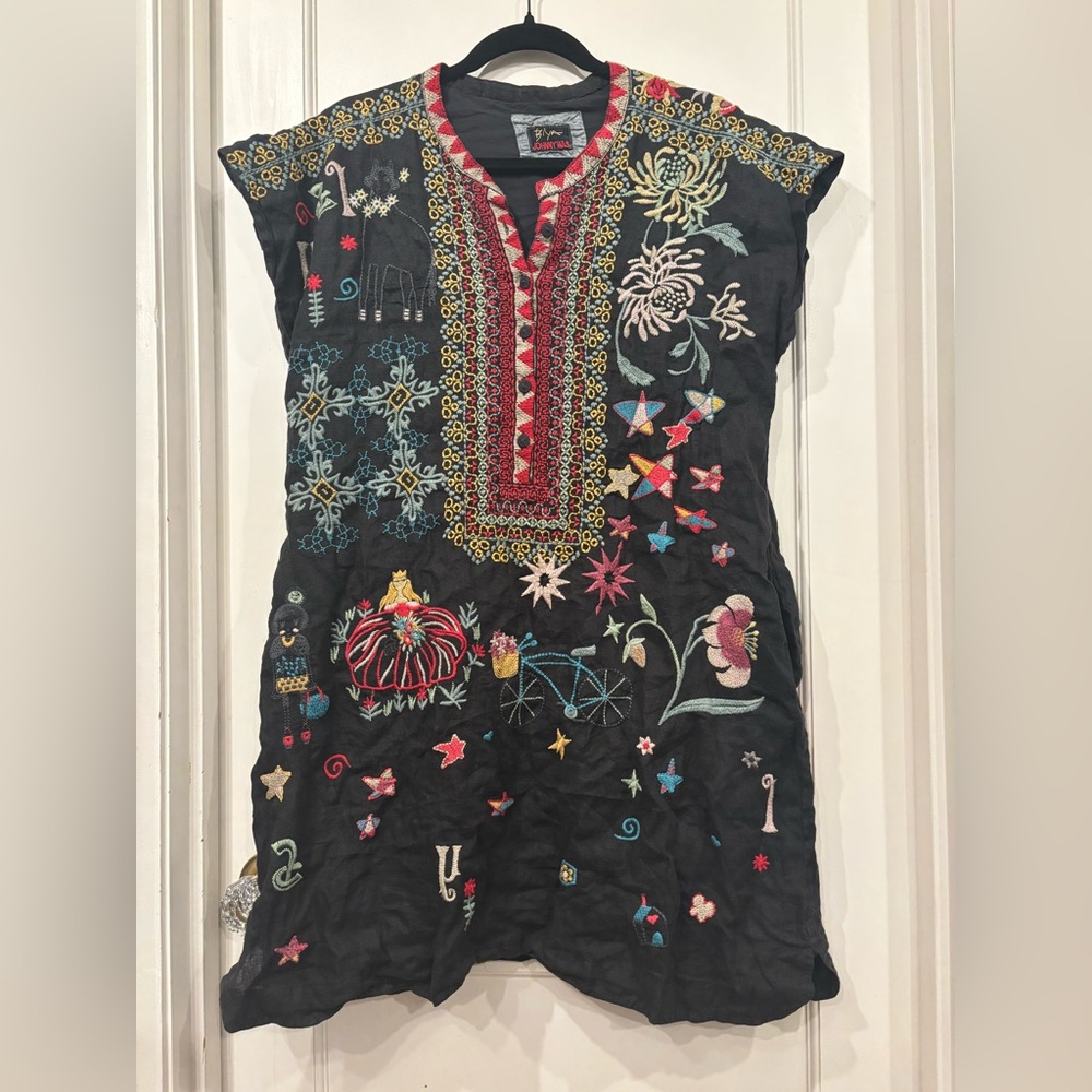 Embroidered Johnny Was Dress